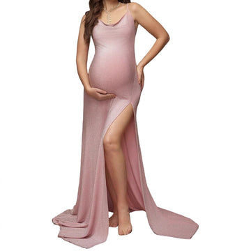 Out-To-Shoulder Temperament Evening Dress Photo Drag Sexy Slings High-Opening Buttocks Dress Maternity